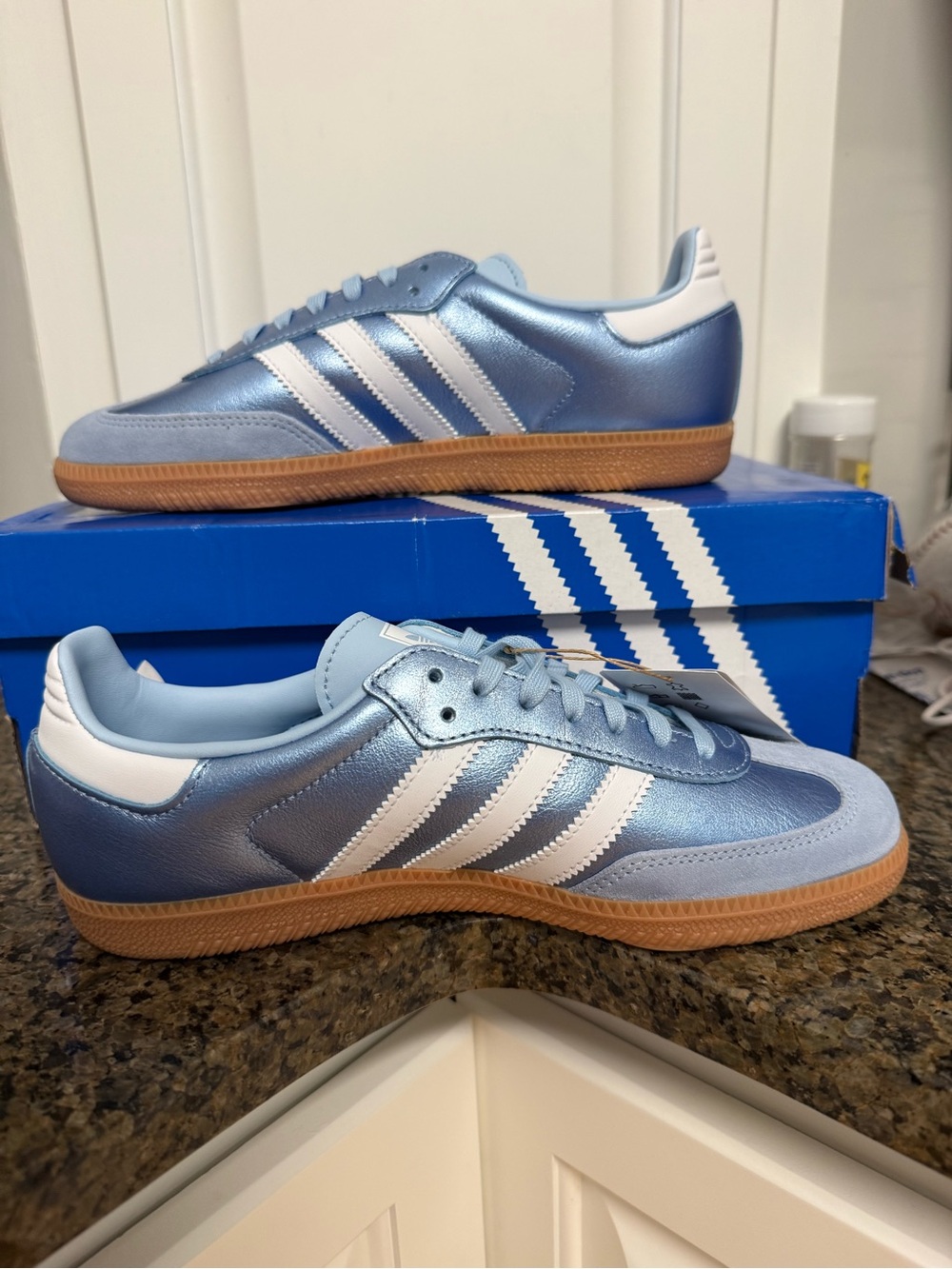 New In Box Adidas Samba OG J Juniors Size 6 1/2 Clesky Metallic Blue Boys Girls - Picture 2 of 4